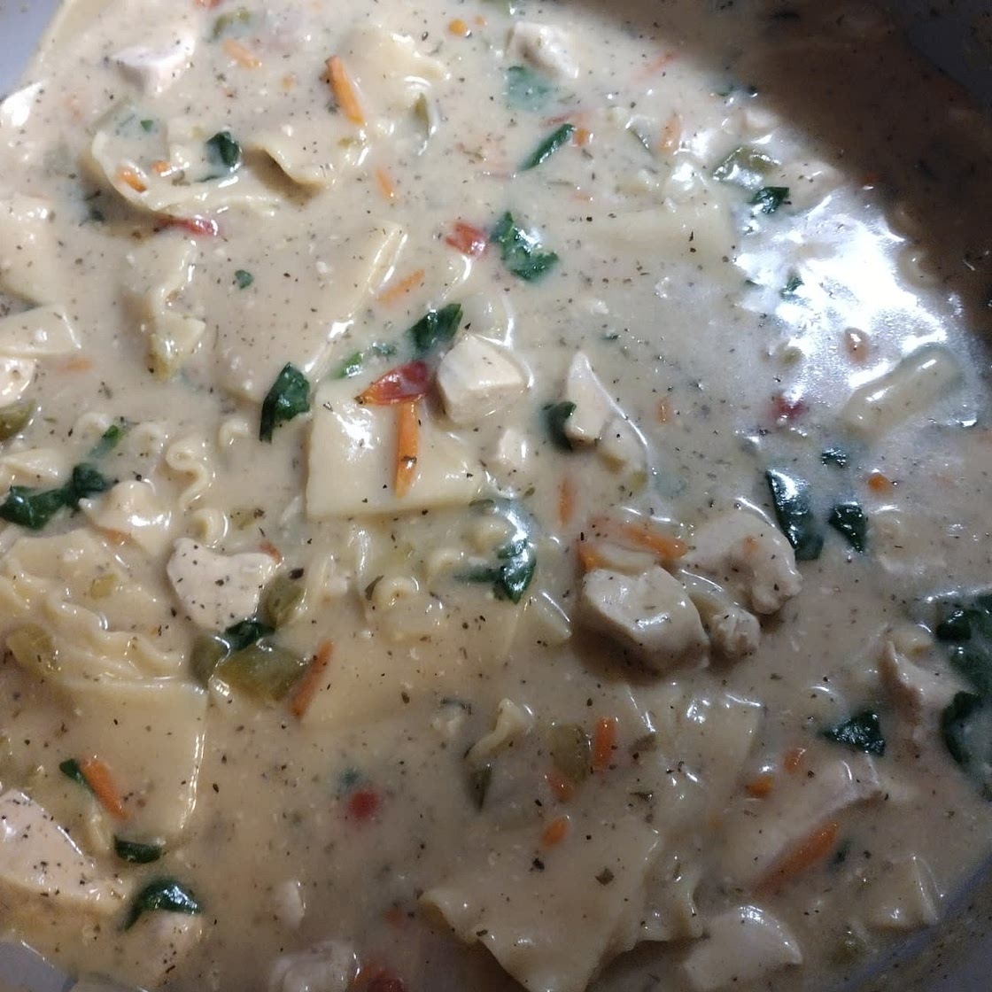 One Pot White Chicken Lasagna Soup