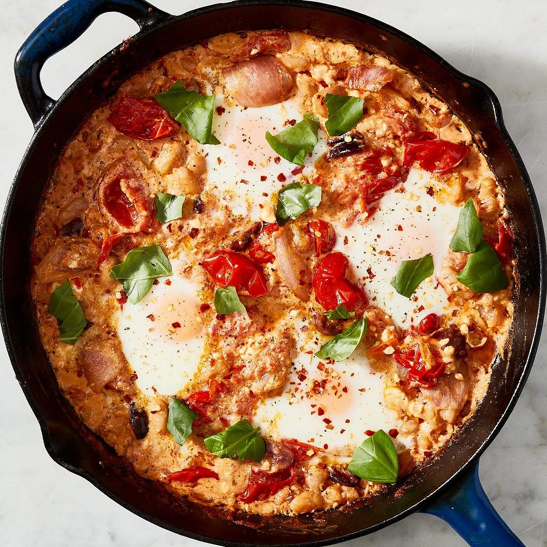Baked feta eggs