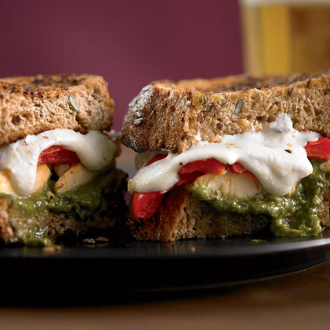 Chicken panini with pesto and peppers