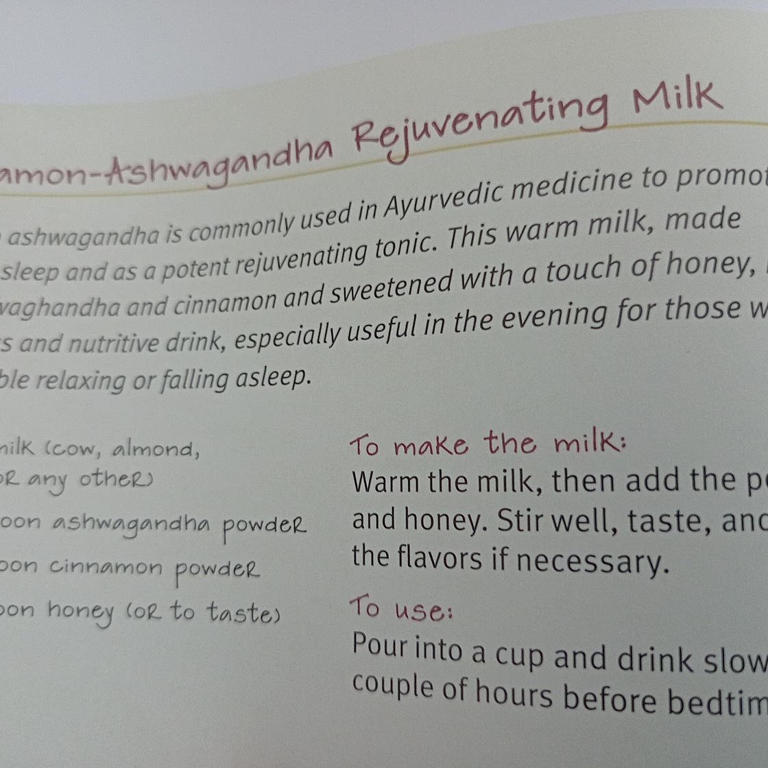 Cinnamon-ashwagandha rejuvenating milk