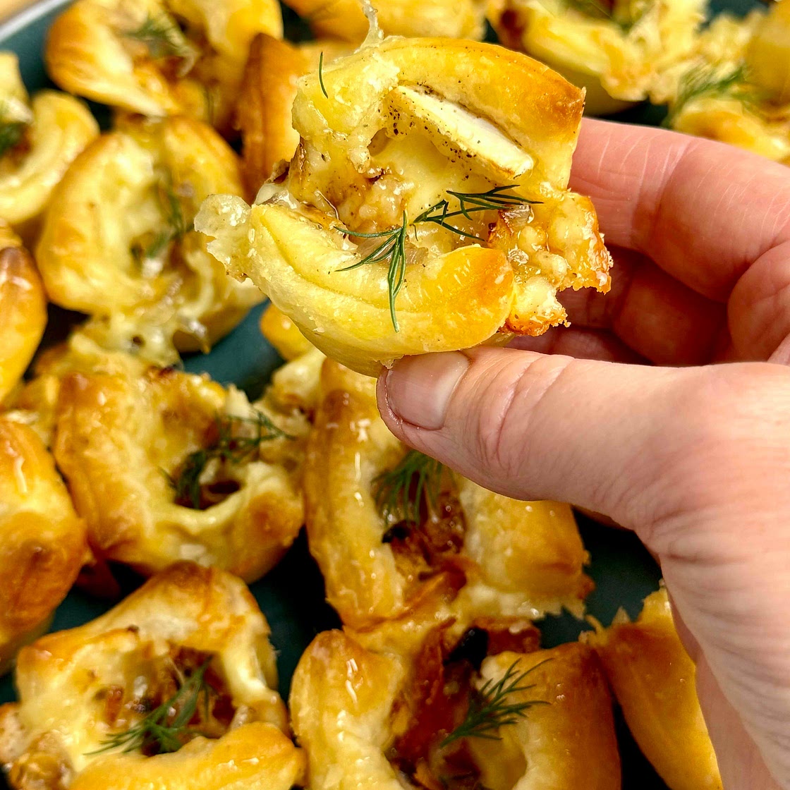 Shallot Brie and Honey Tartlets 