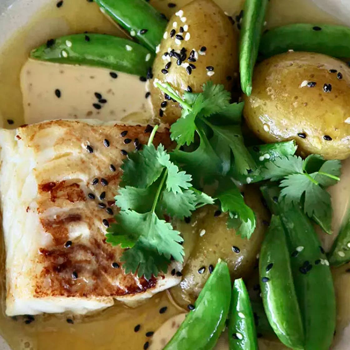 Butter-Fried Cod with Browned Miso Butter and Soy Mayonnaise
