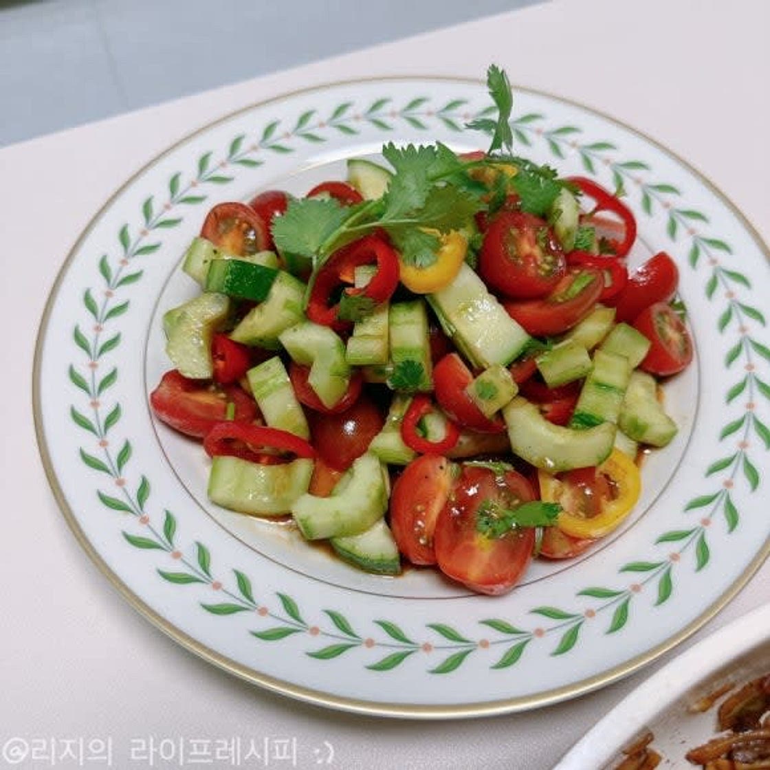 지중해식 식단 간단한 토마토 오이샐러드 토마토오이무침