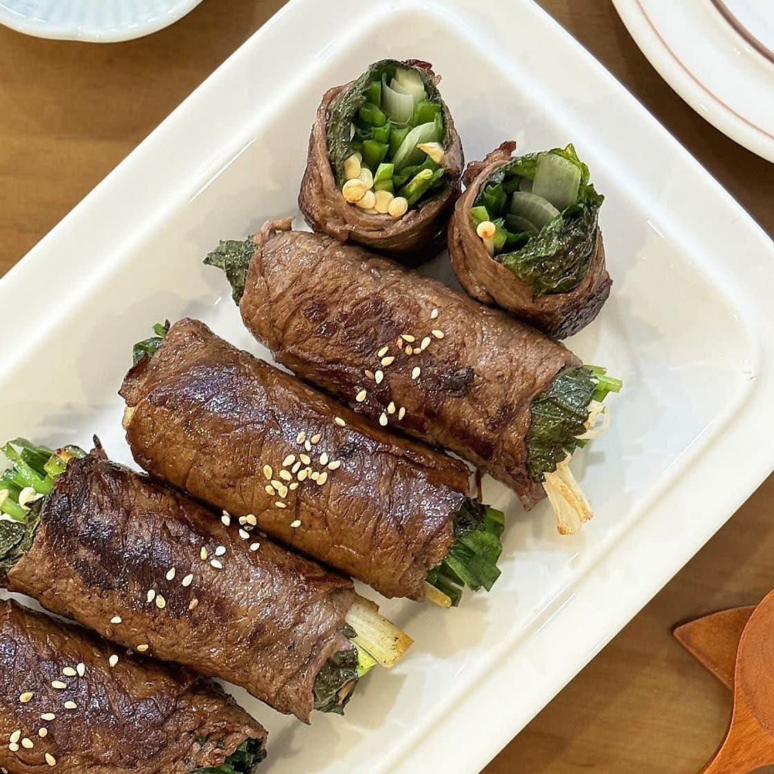 야채 고기말이 만들기