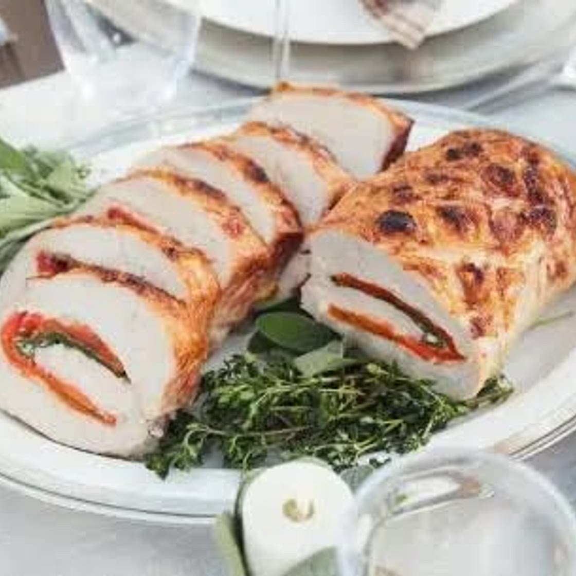Tricolor stuffed pork loin