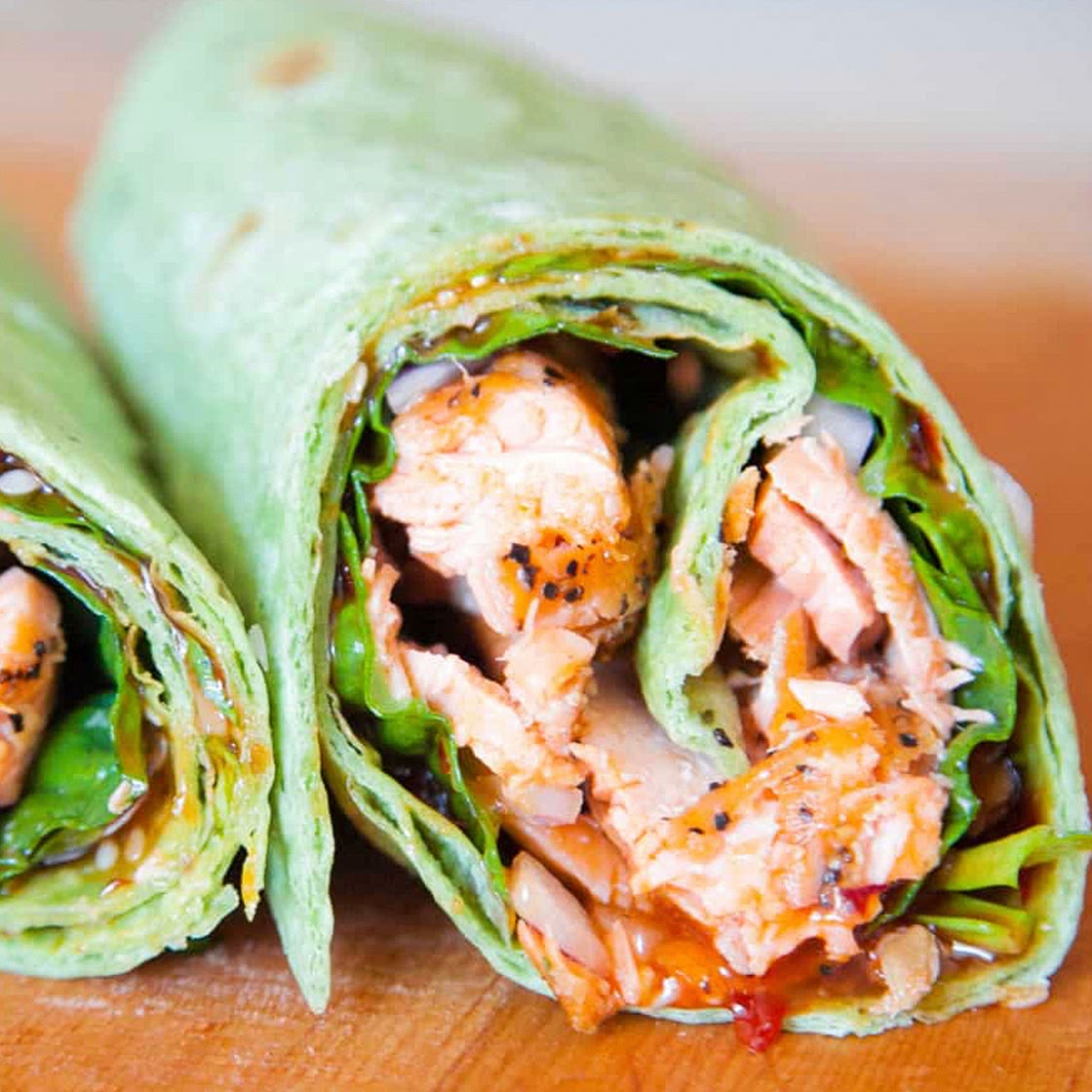 Sweet chilli salmon wrap