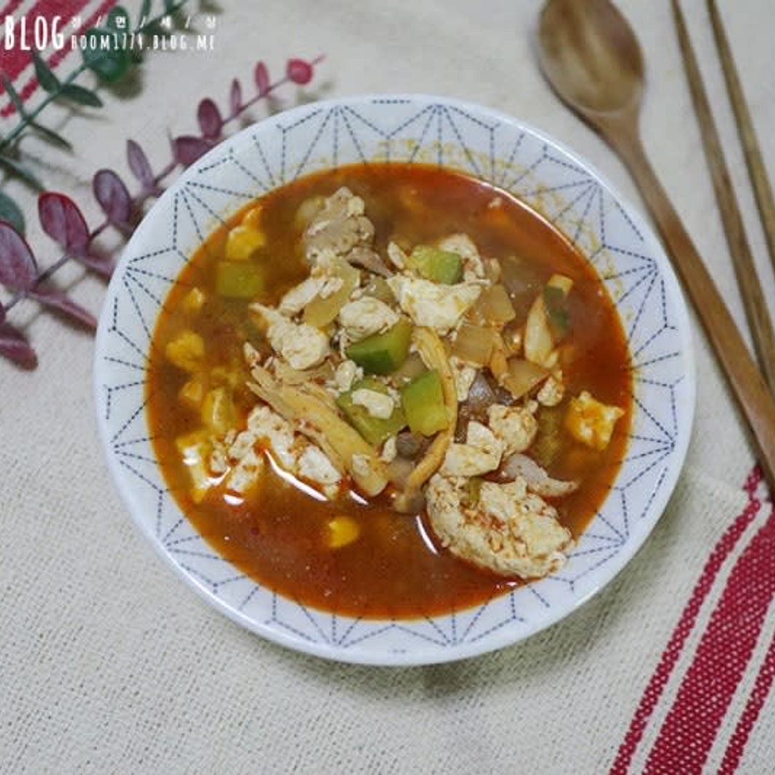 순두부찌개 만들기,고추기름 만드는법
