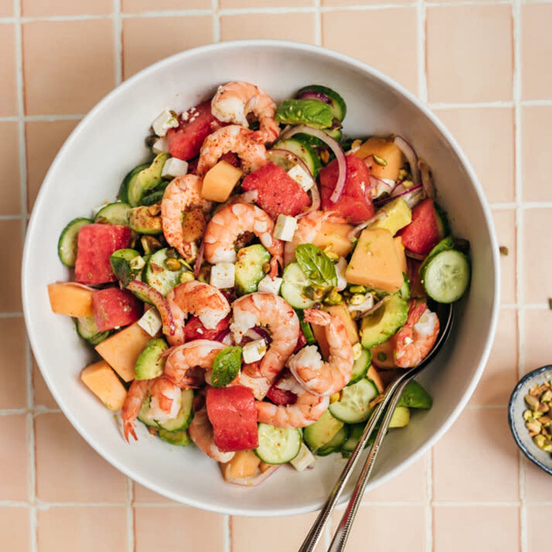 Melon and prawn salad