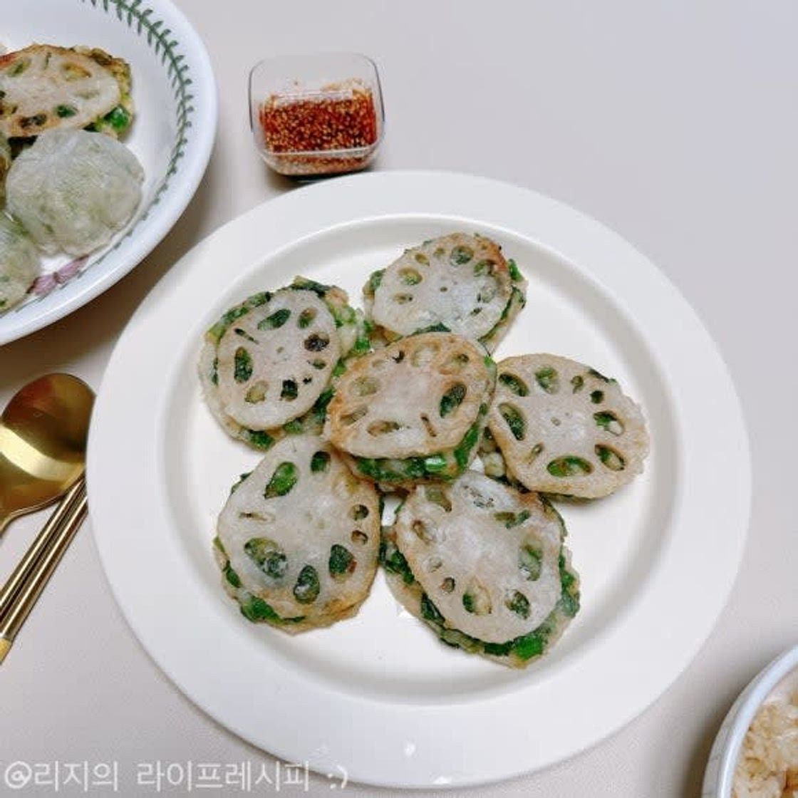 건강한 전요리 연근새우전 연근전 만드는법