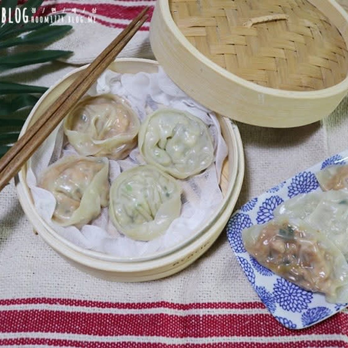 김치 고기 만두만들기,한번에 두가지 맛!!