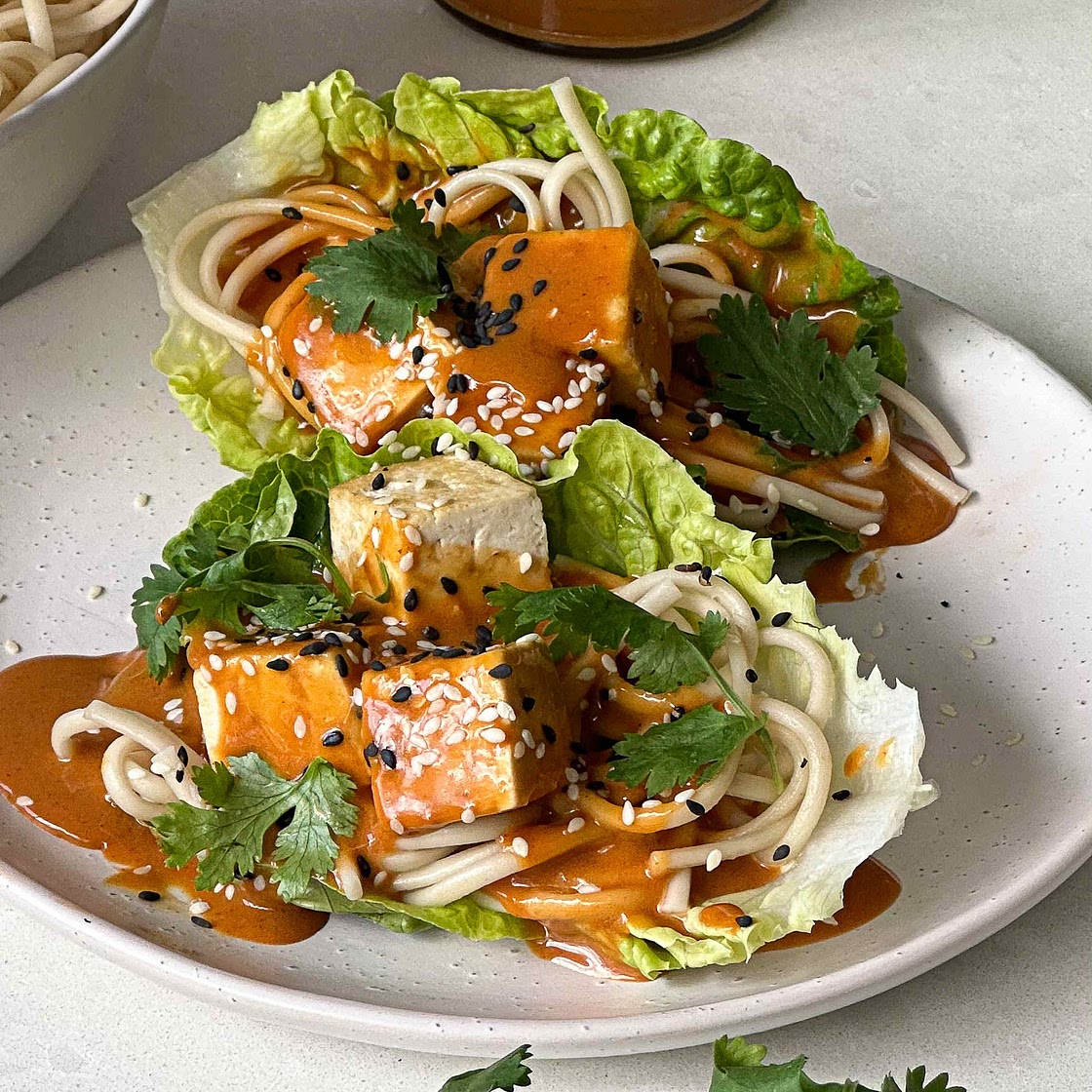 Peanut noodle lettuce cups 