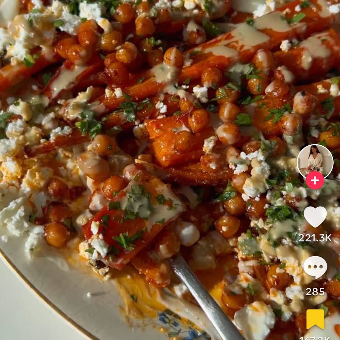 Harissa carrots and chick peas