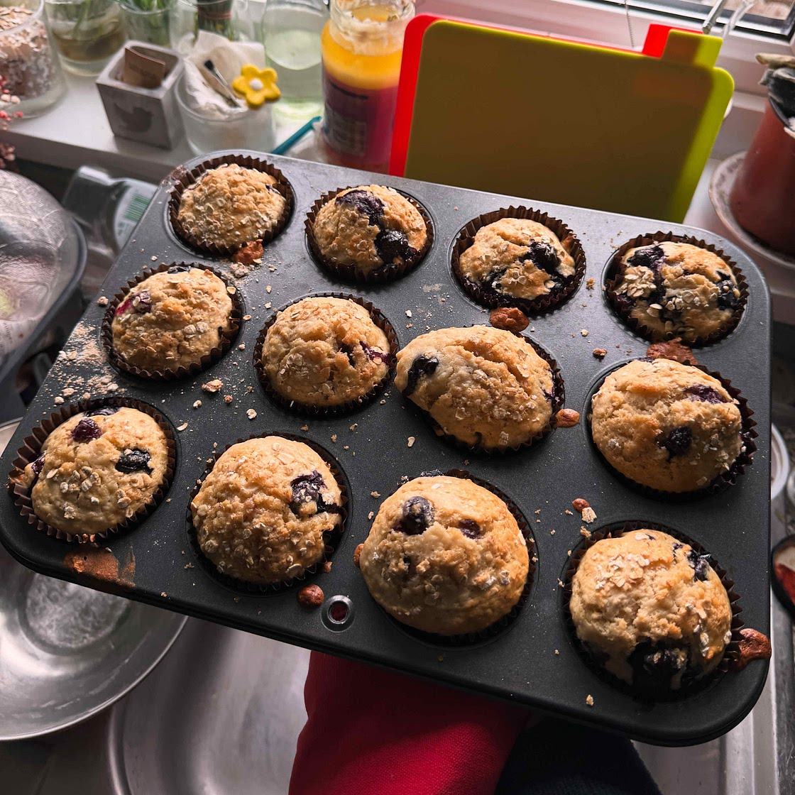 Banana blueberry muffins