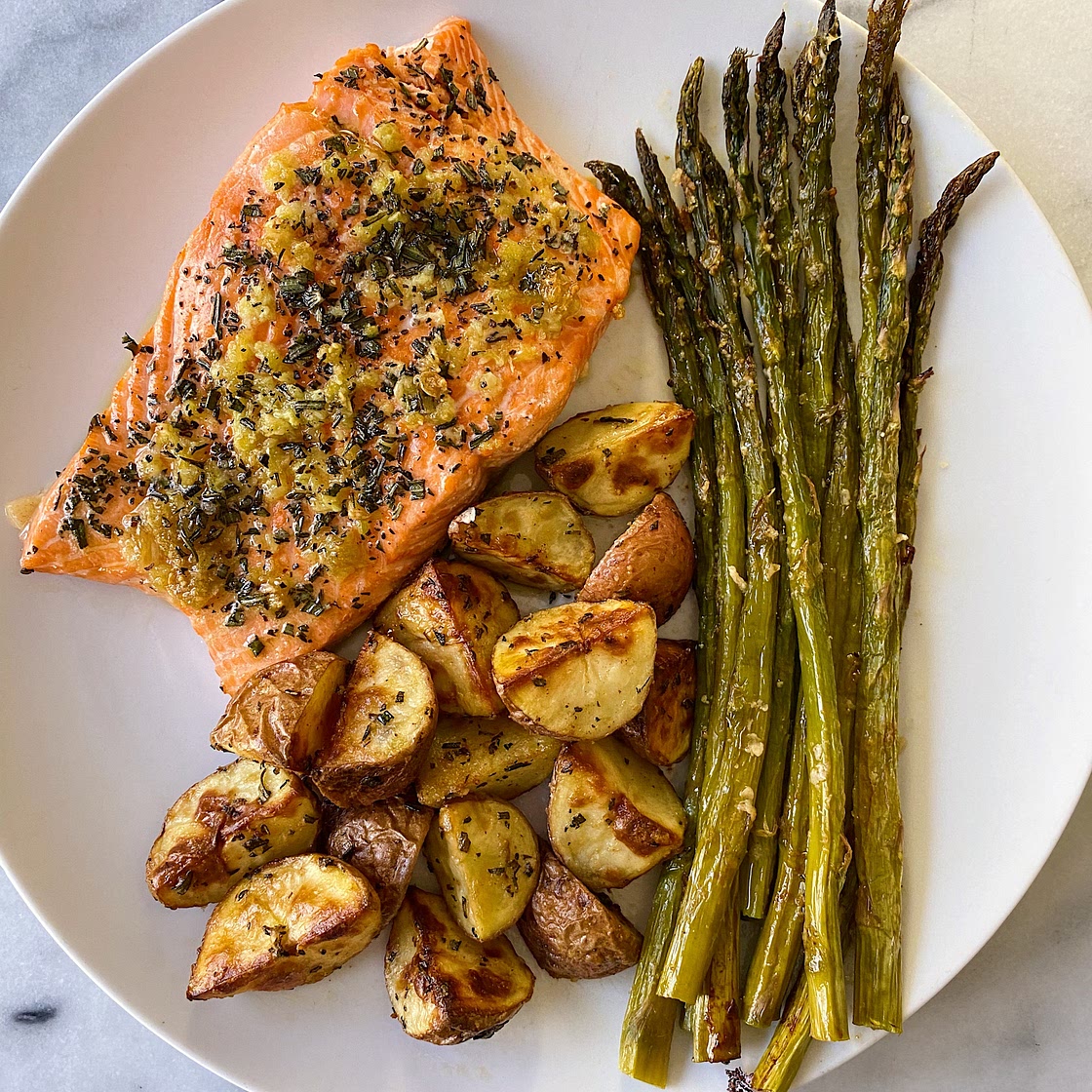 Sheet Pan Salmon, Asparagus, and Potatoes