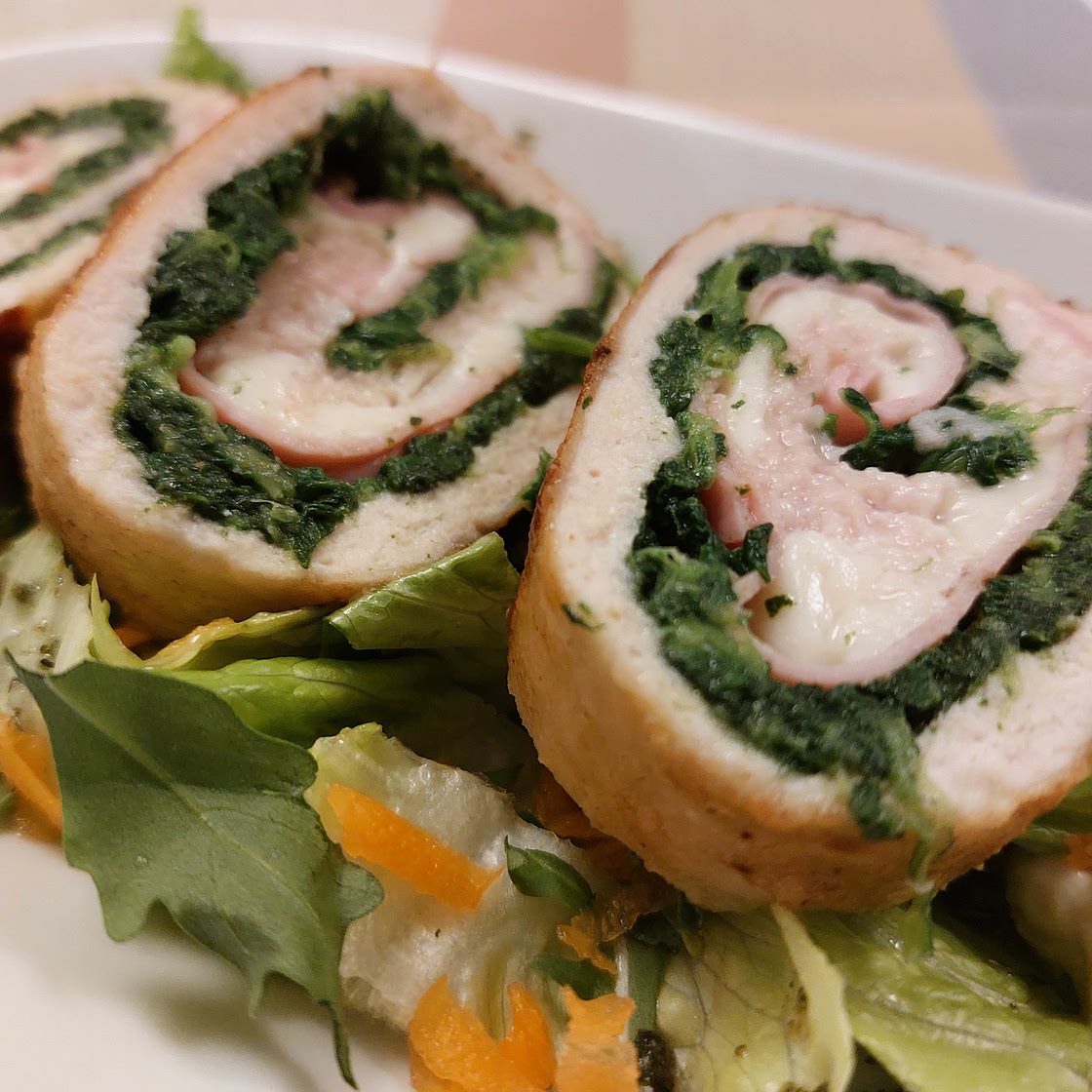 Chicken Meatloaf - Mortadella, spinach and mozzarella