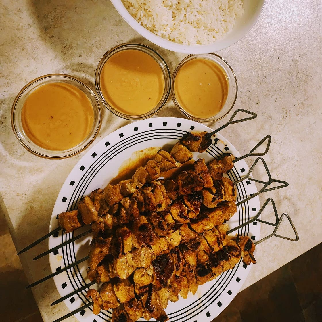 Asian Chicken Satay Skewers with Spicy Thai Peanut Sauce