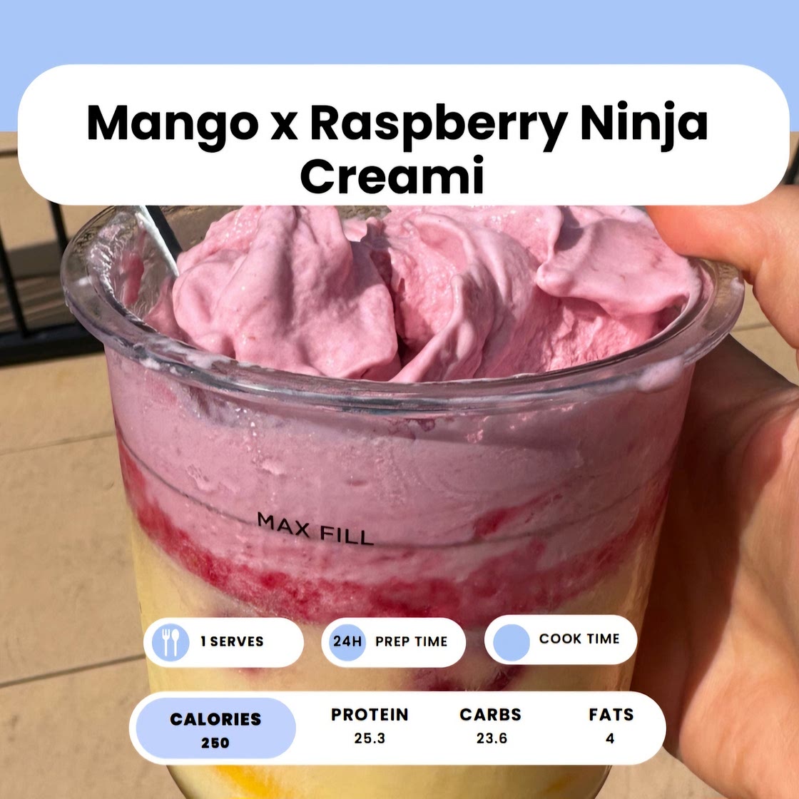 Mango raspberry Ninja Creami 54 cal 6g protein *