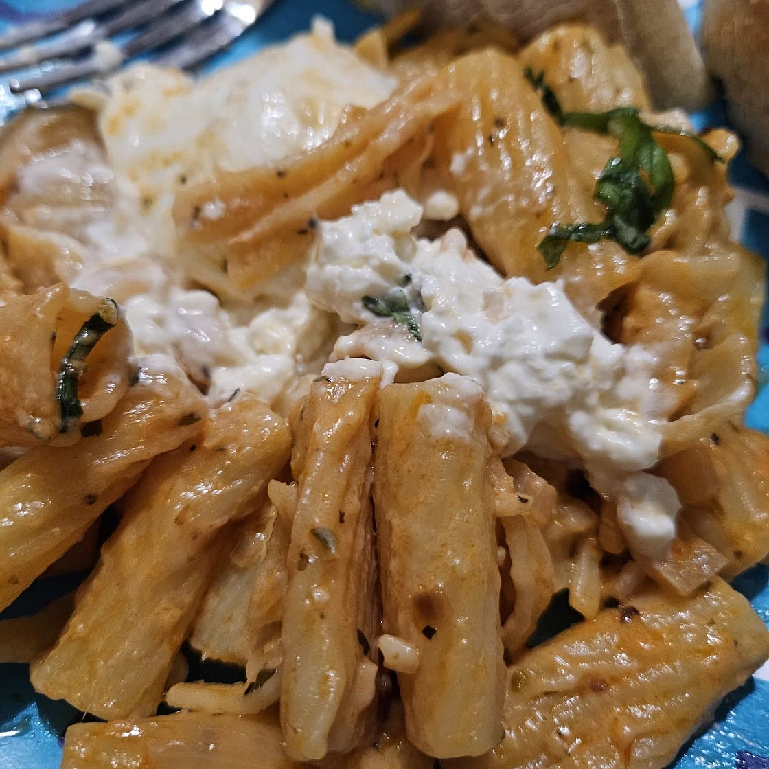 Creamy Tomato Rigatoni with Burrata