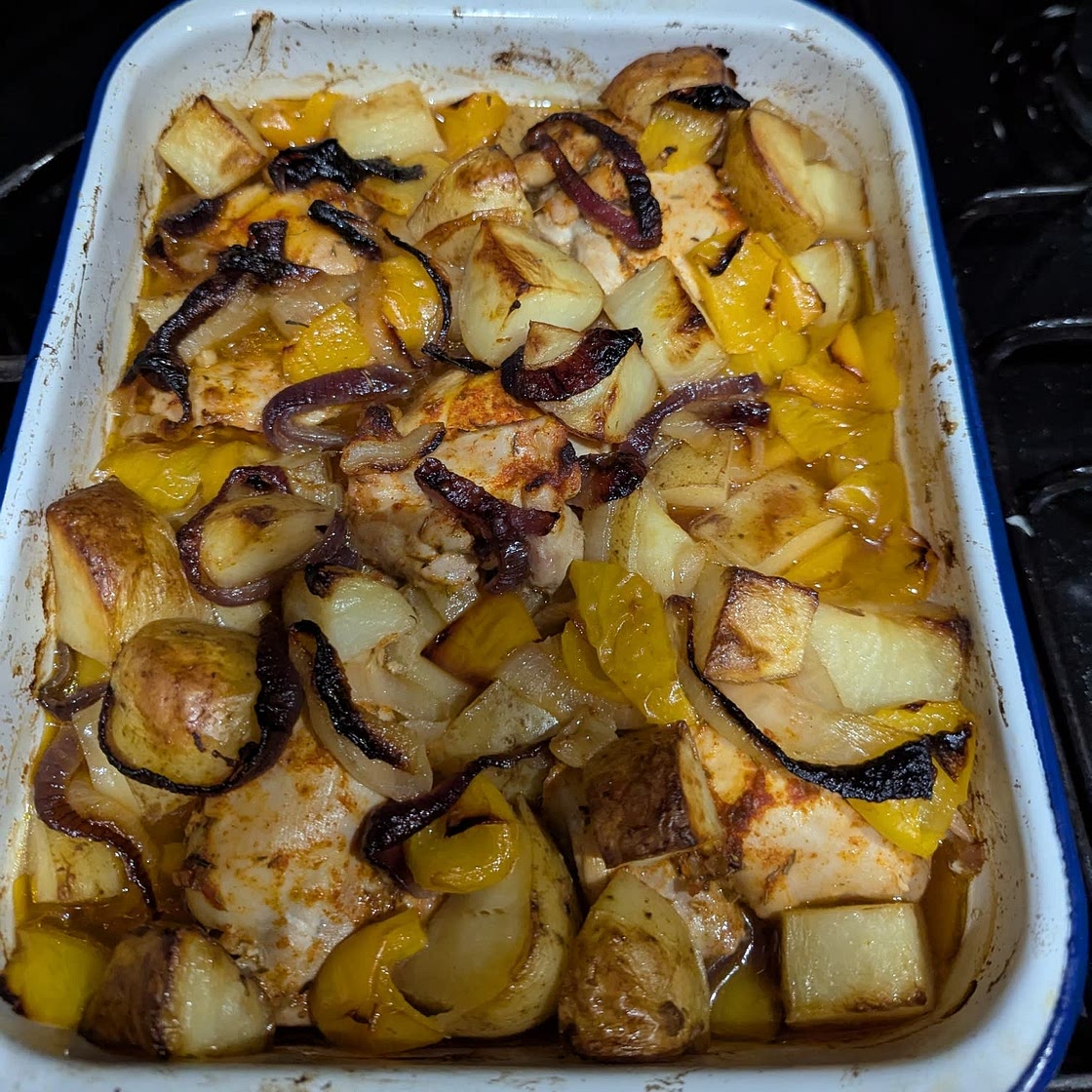 Roast chicken traybake