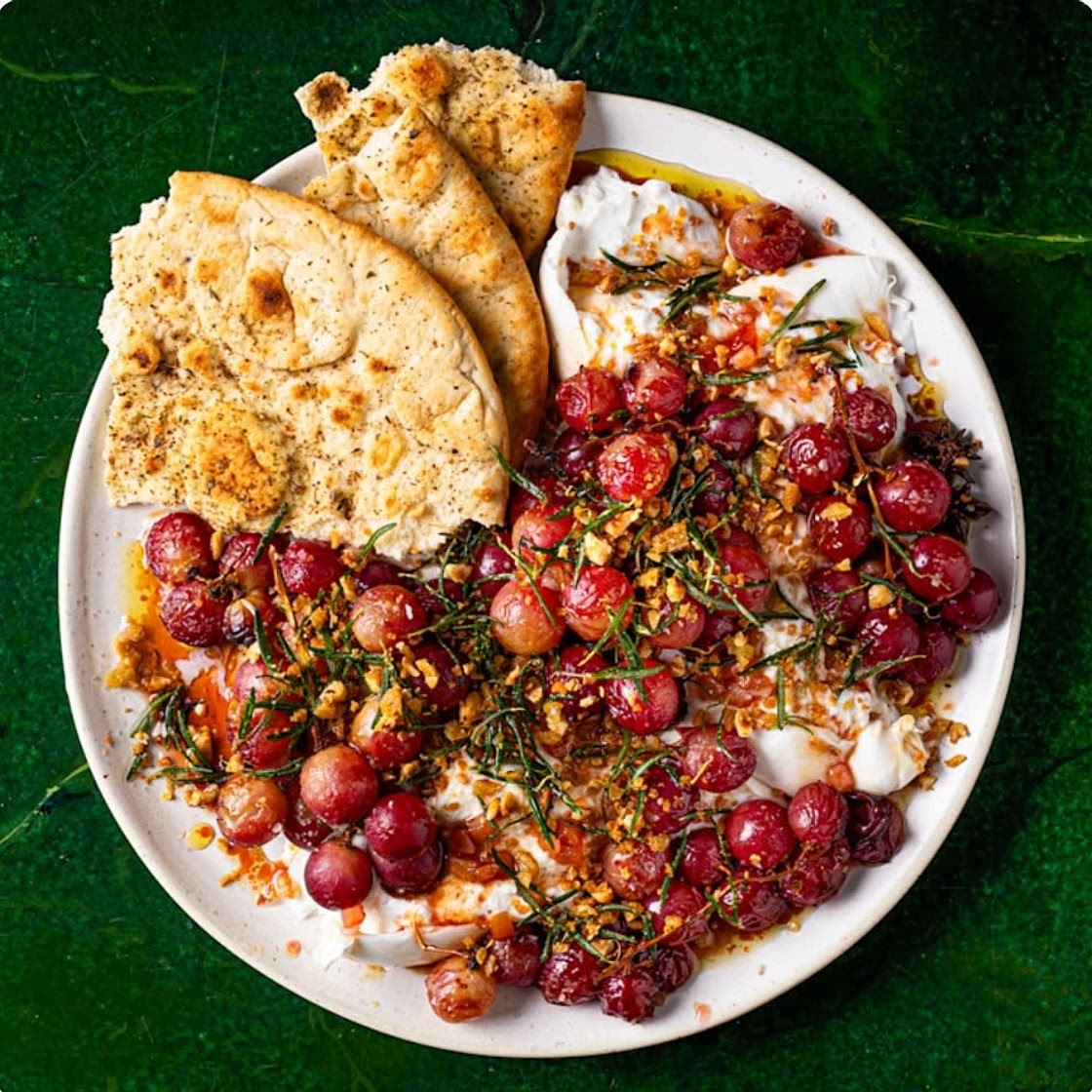 Mulled Grapes with Burrata