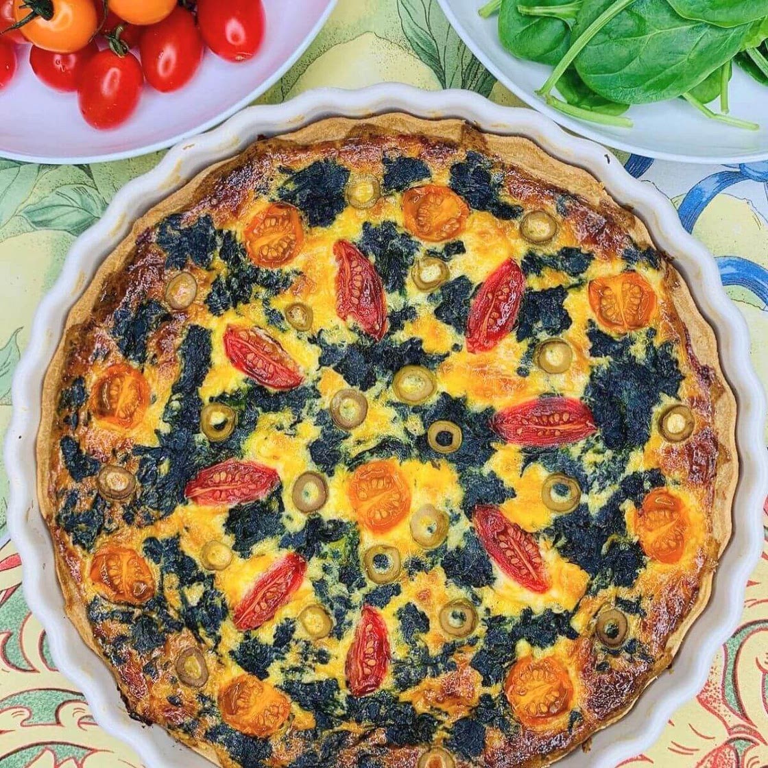 Spinach and Cherry Tomato Quiche