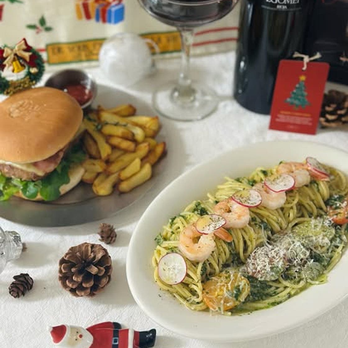 떡갈비 햄버거 & 참나물 페스토 파스타