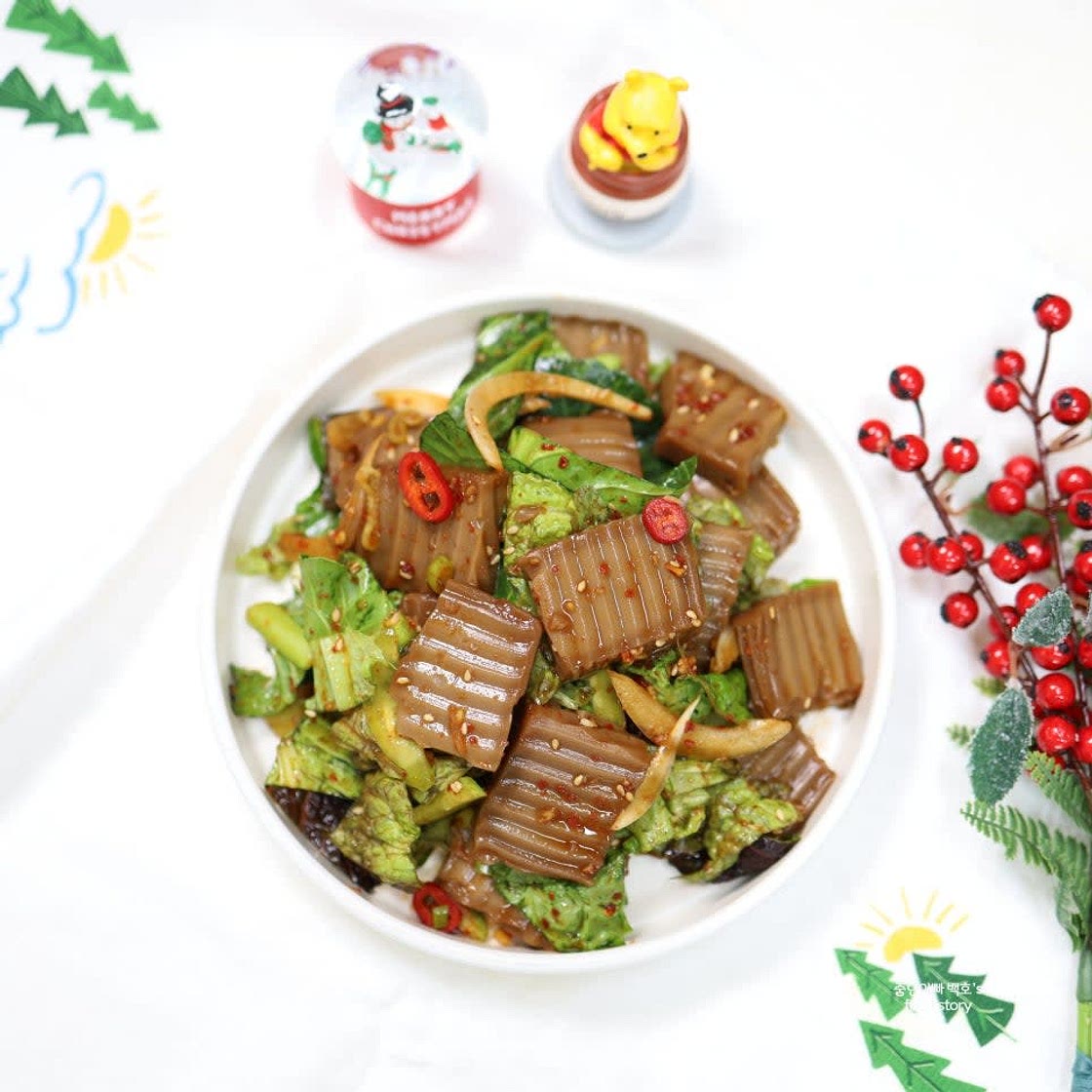 도토리묵무침 양념장 야채무침 요리 칼로리 데치기