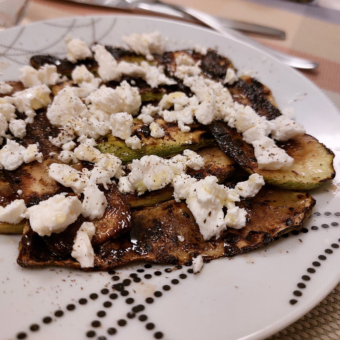 Grilled zucchini, feta and mint