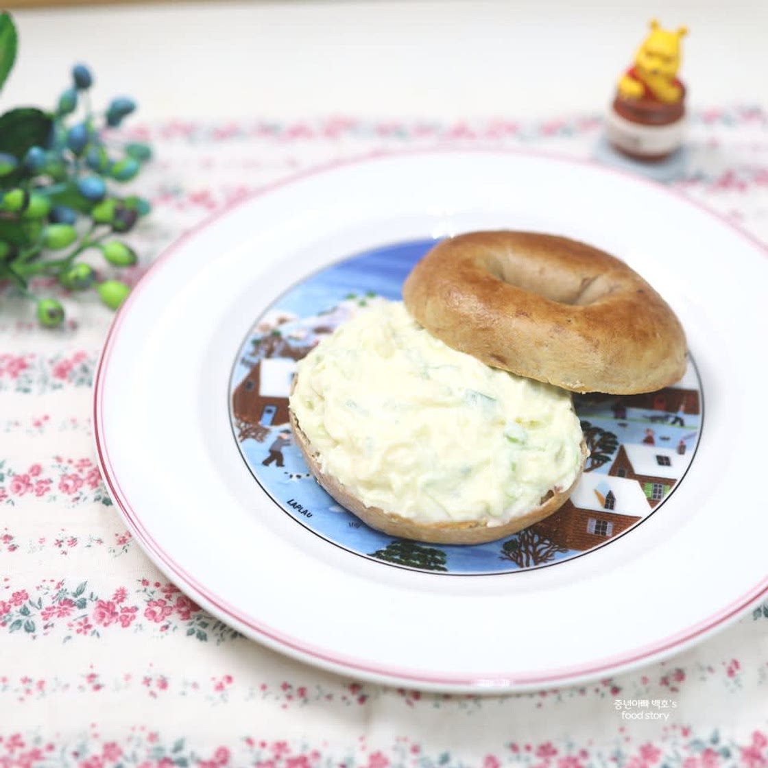 대파크림치즈 베이글 샌드위치 만드는법 레시피 냉동 베이글 맛있게 먹는법 만들기