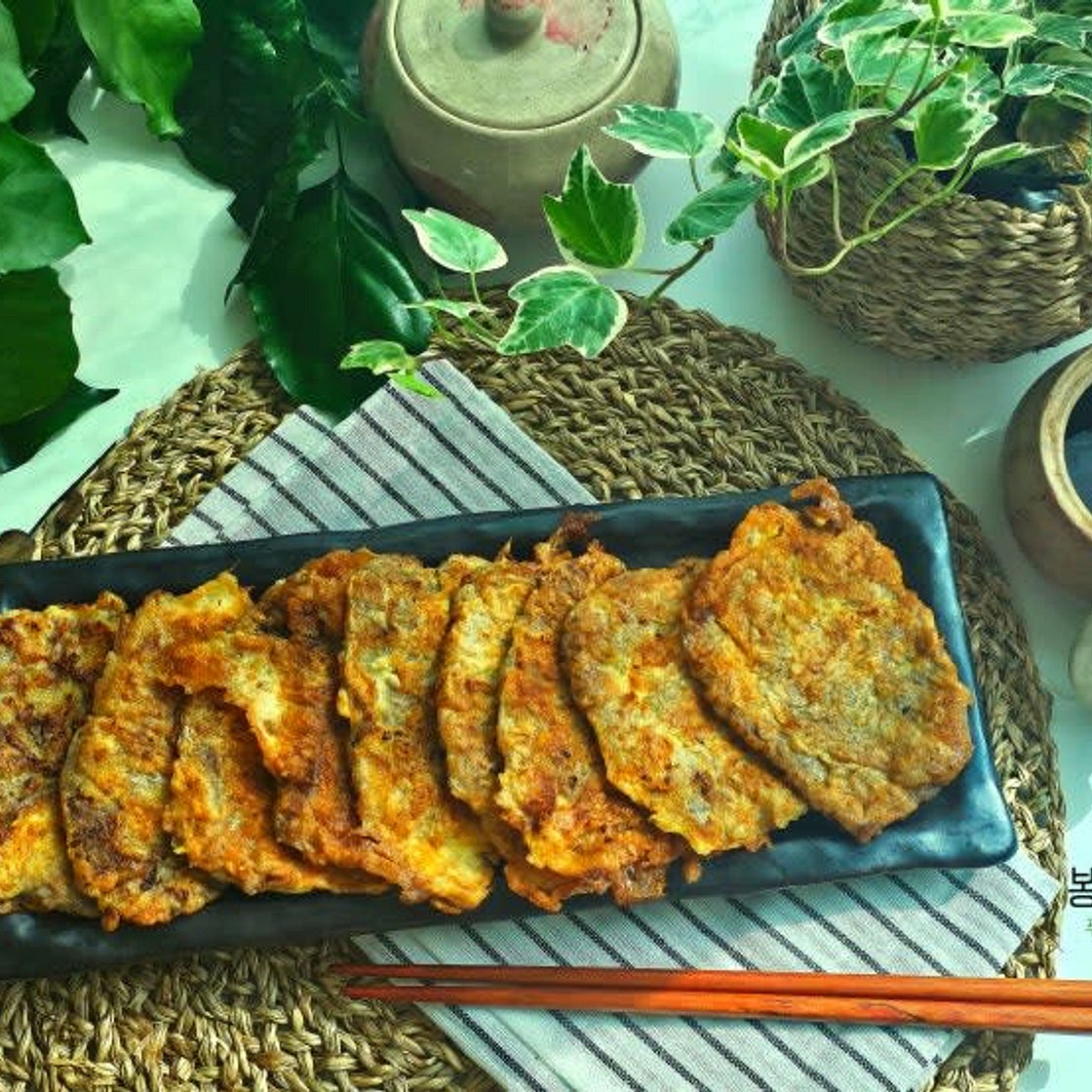 육전과 파채 소스