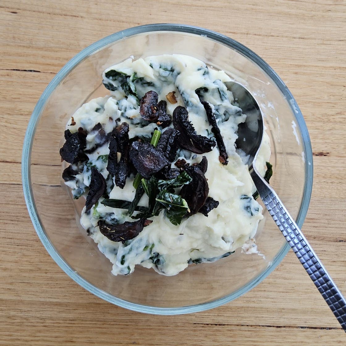 Balsamic Roasted Mushrooms with Herby Kale Mashed Potatoes