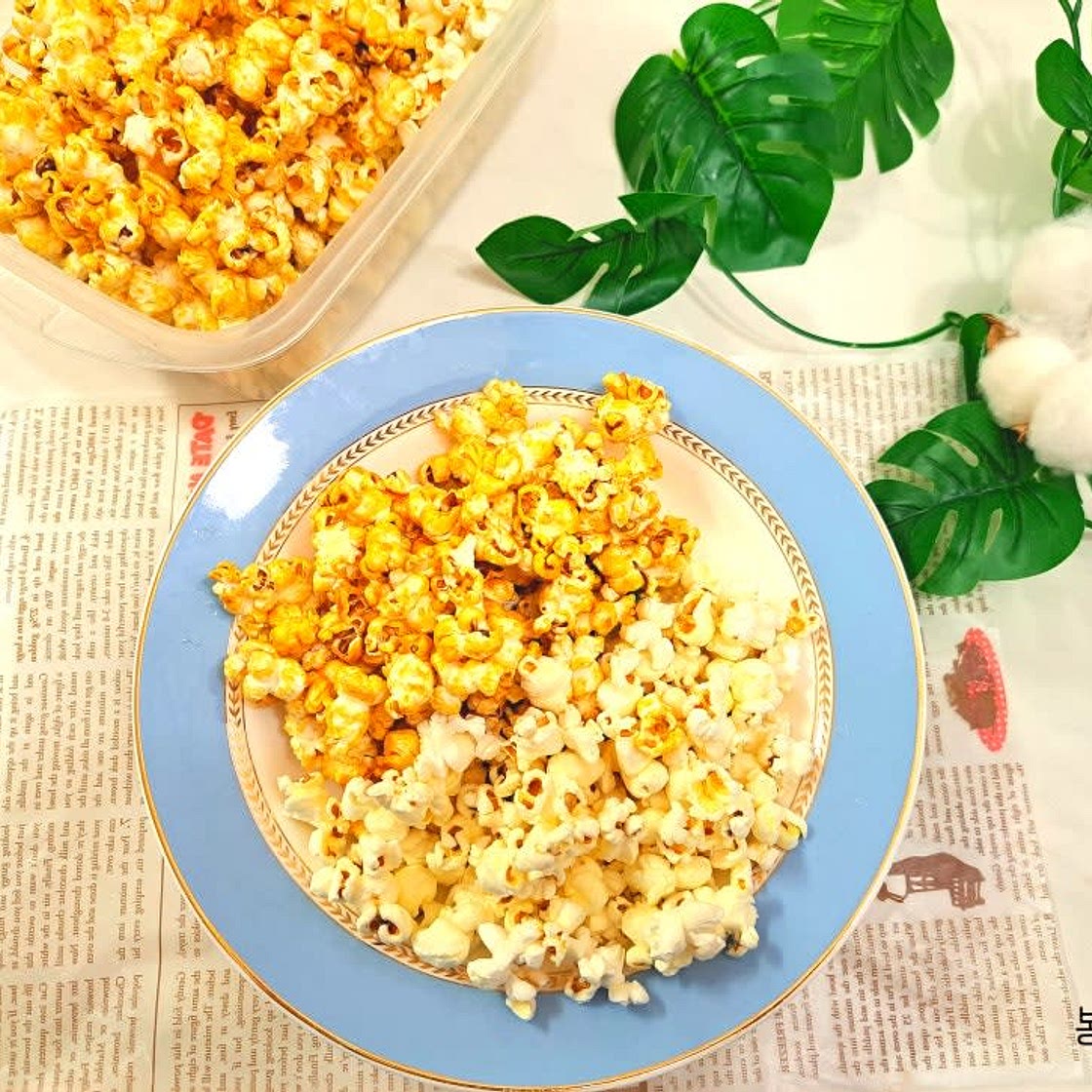 프라이팬으로 간편하게 소금 카라멜 팝콘 만들기