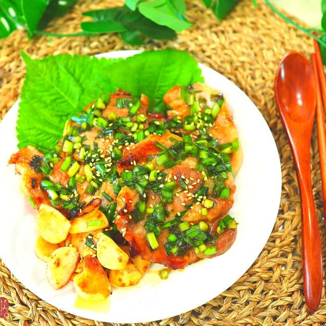 부추 돼지 목살 간장구이