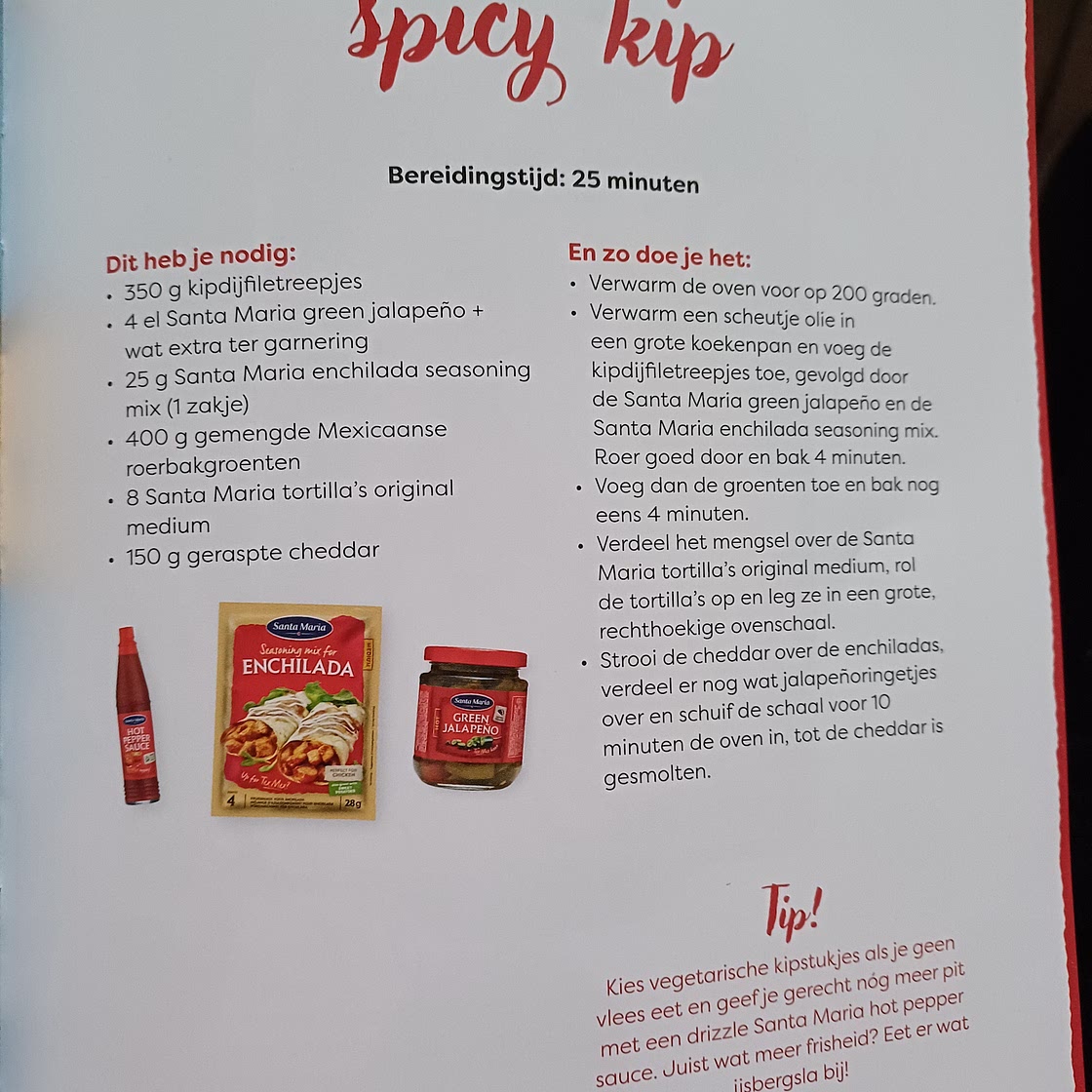 Enchiladas met spicy kip