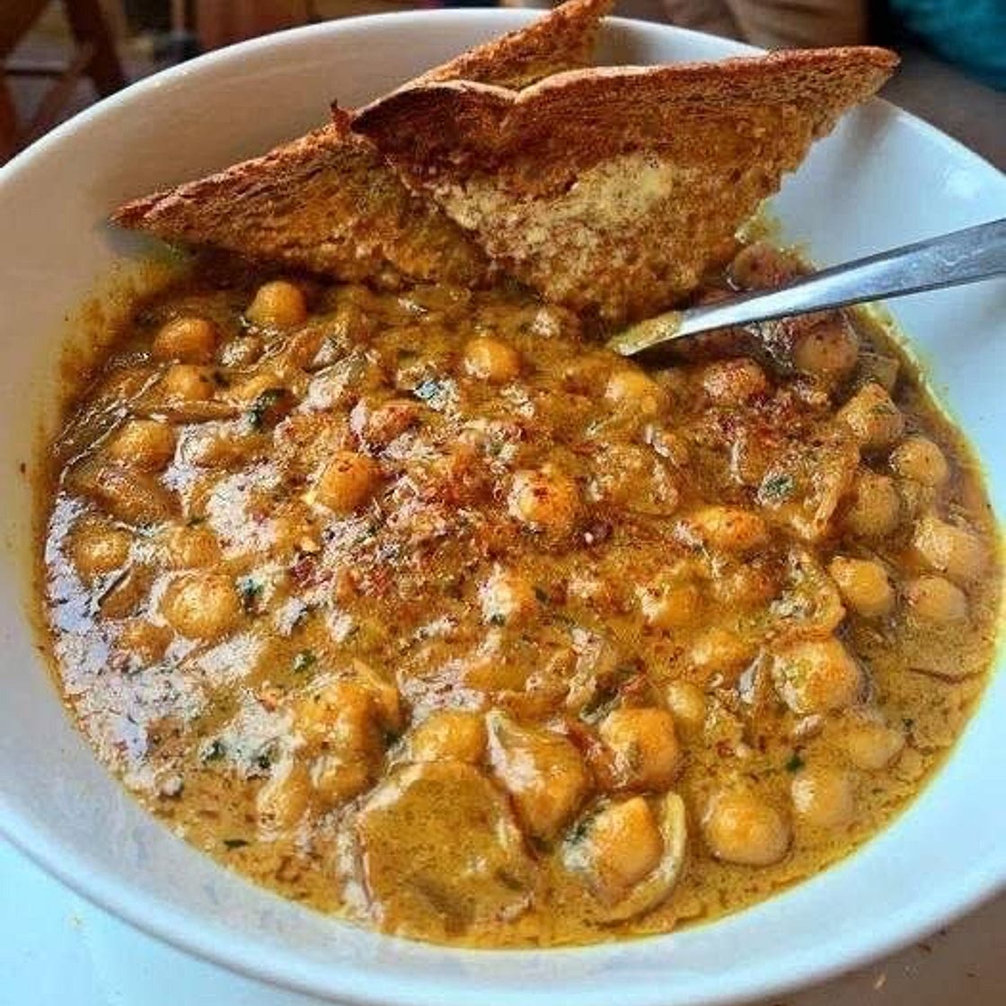 Coconut miso chickpea soup
