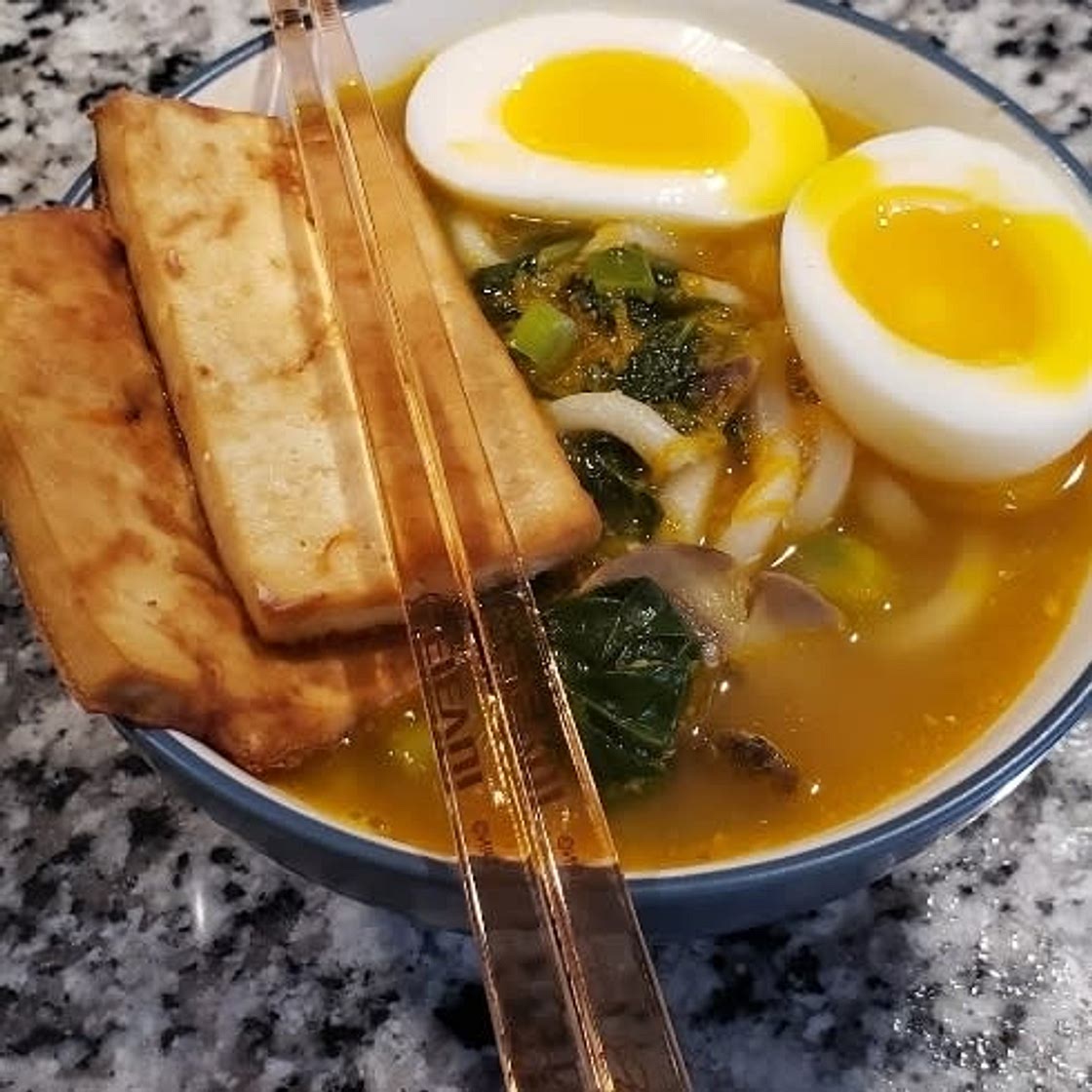 30 Minute Miso Ramen with Crispy Tofu and Soft Boiled Eggs