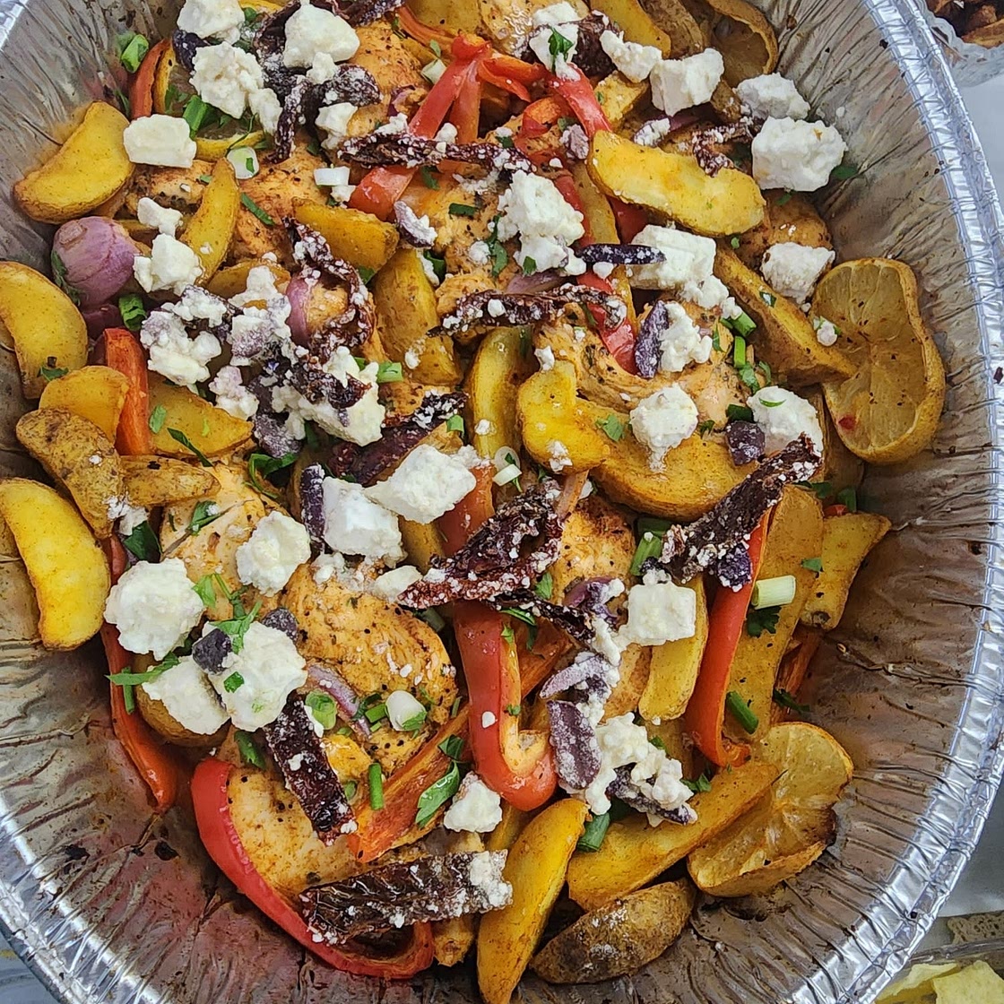 Easy Greek Sheet Pan Chicken Souvlaki and Potatoes