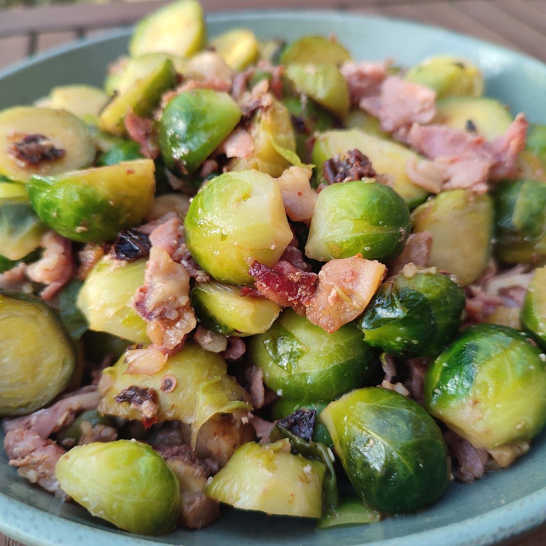Roasted Brussels Sprouts, Bacon & Chestnuts