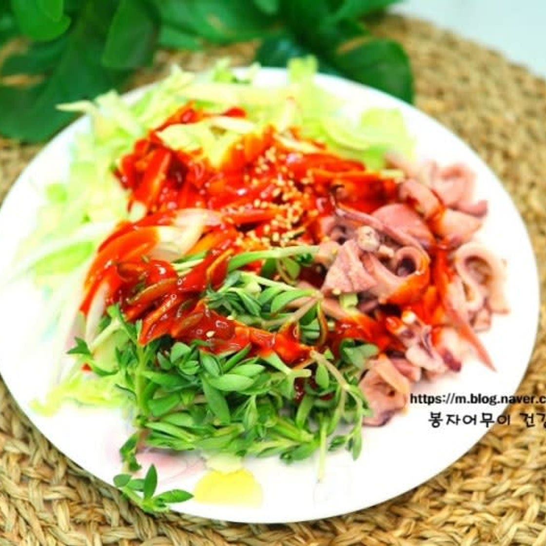 돈나물 오징어 양배추 무침