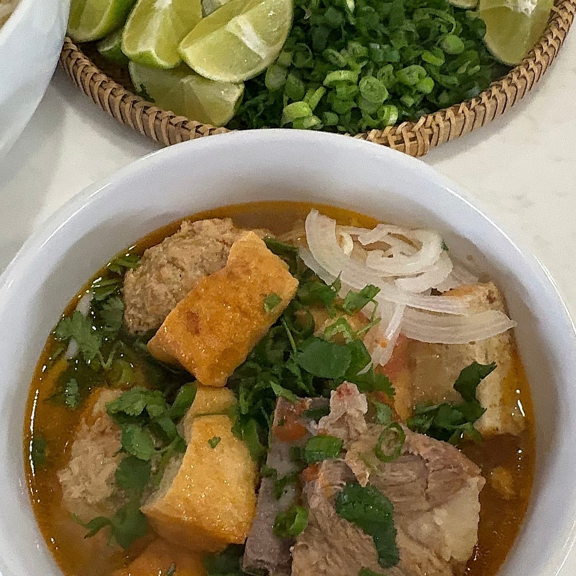 Bun Rieu - Vietnamese pork and crab noodle soup 