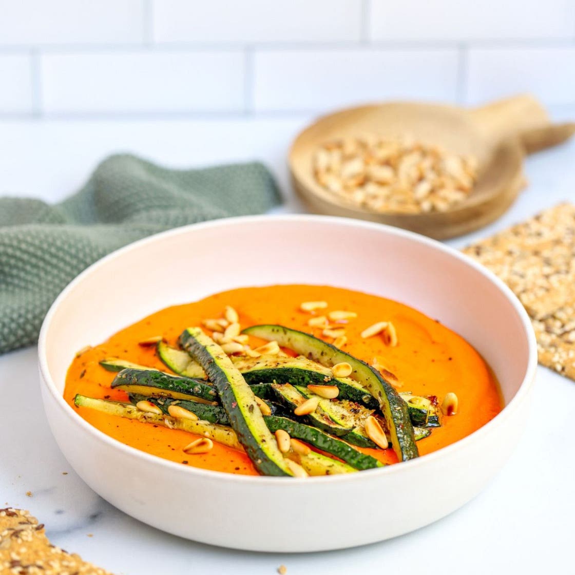 Red Pepper Hummus with Zucchini