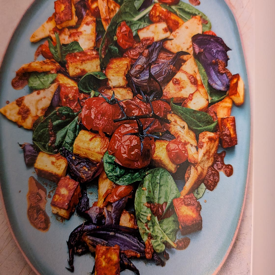 Paneer, spinach and tomato salad