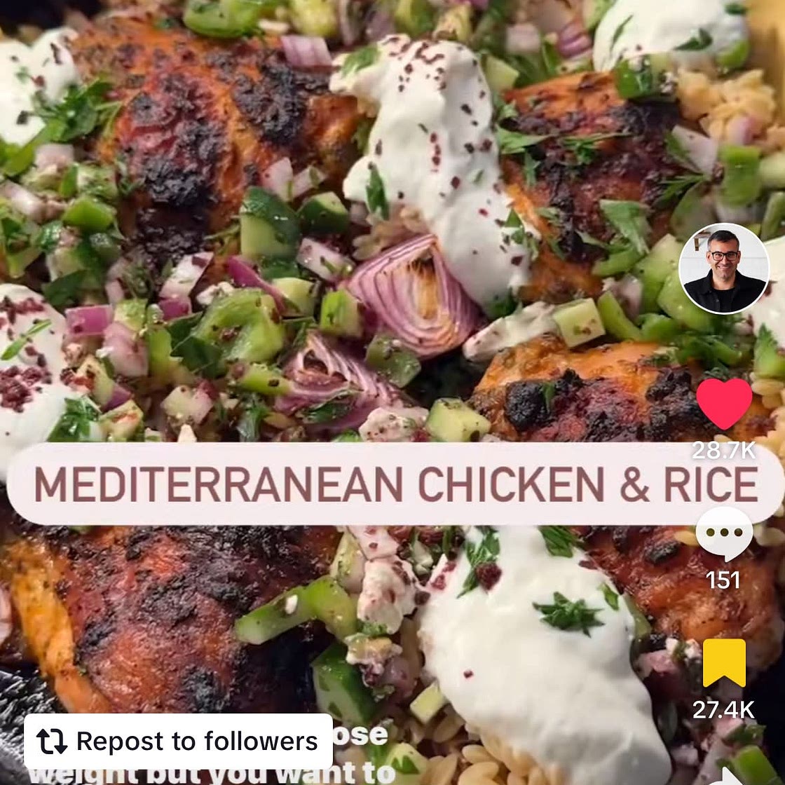 Mediterranean chicken and rice bowl
