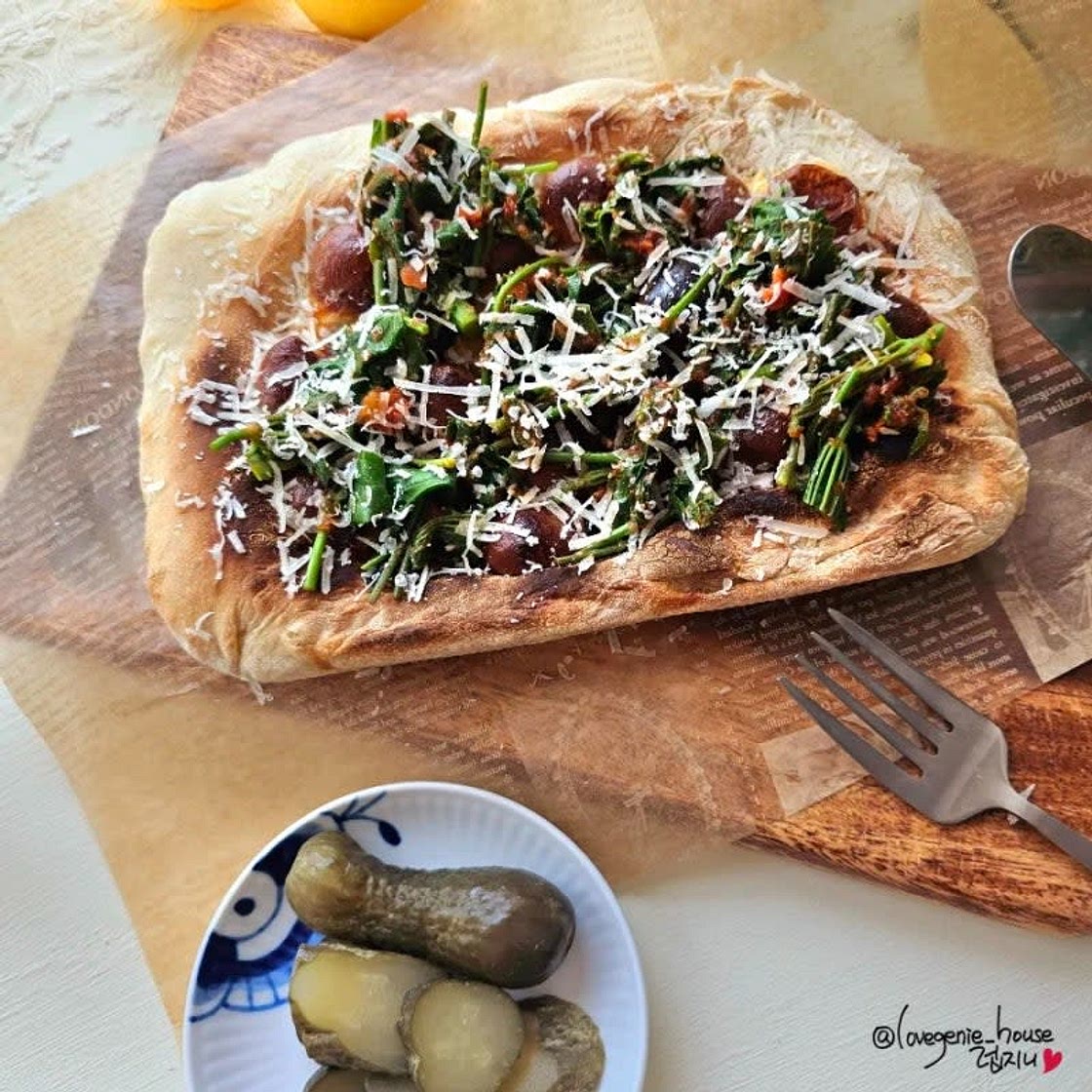 봄나물 두릅 피자