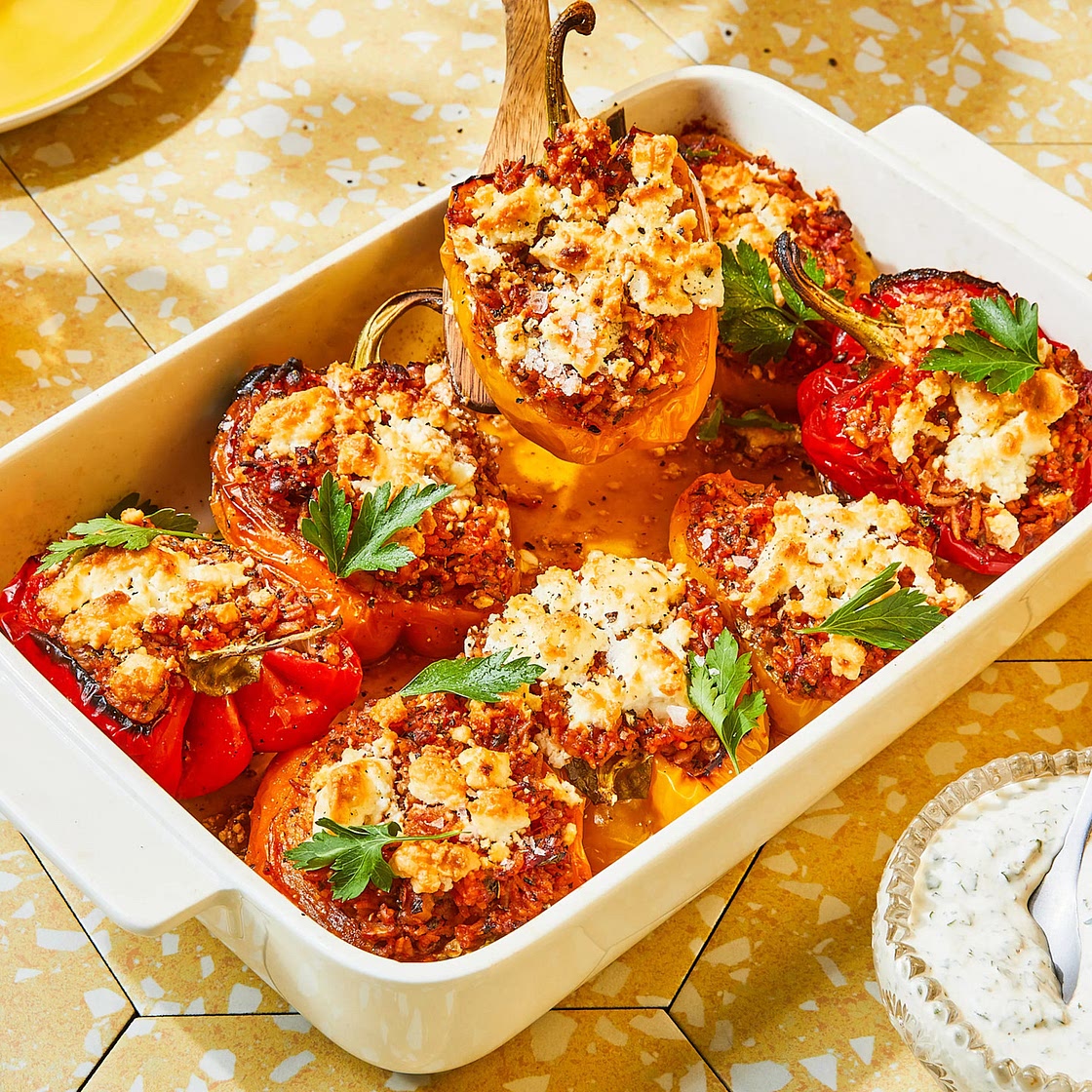 Gefüllte Paprika mit Reis und Feta