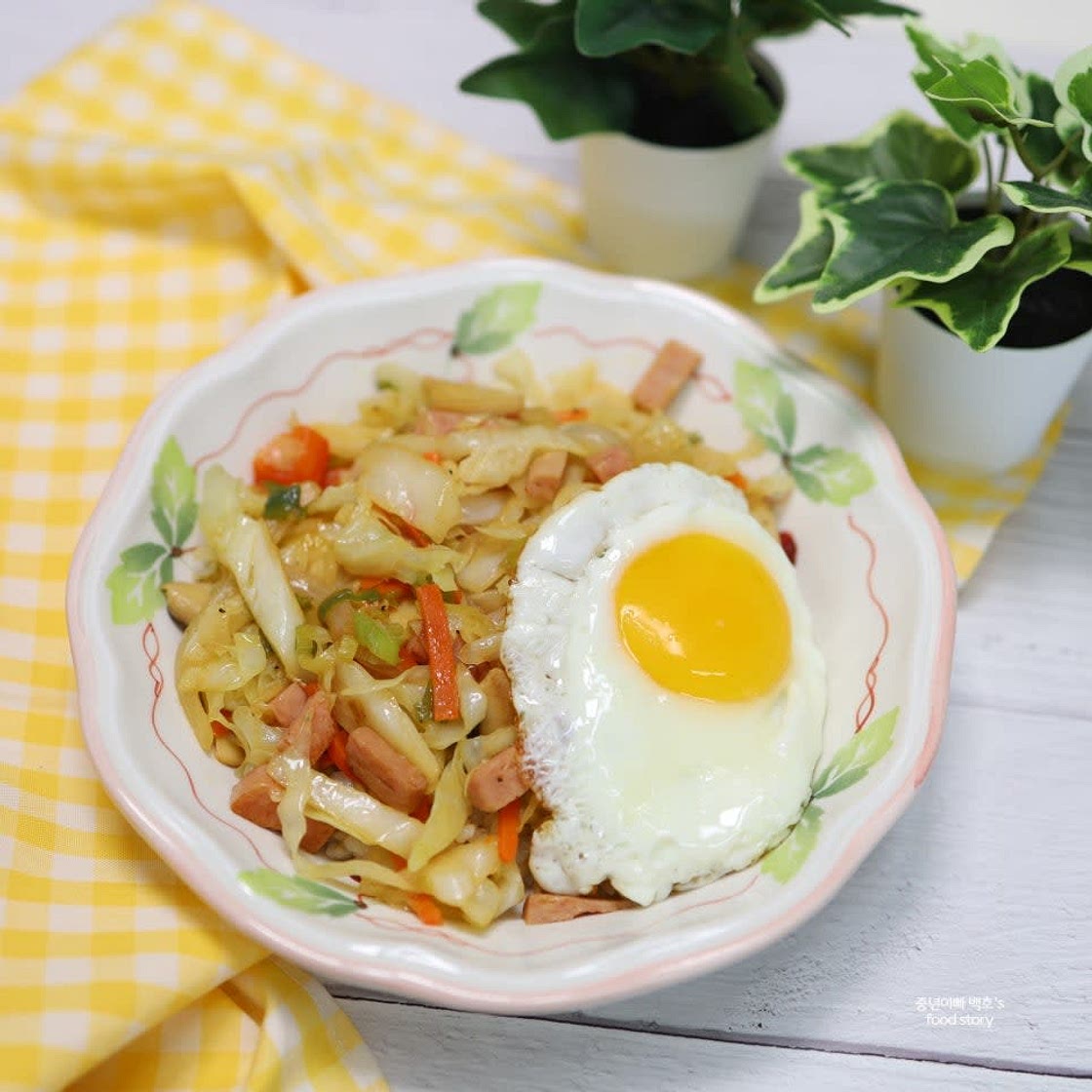 양배추덮밥 간단한 자취생 요리 다이어트 양배추 요리 칼로리 씻는법 소스