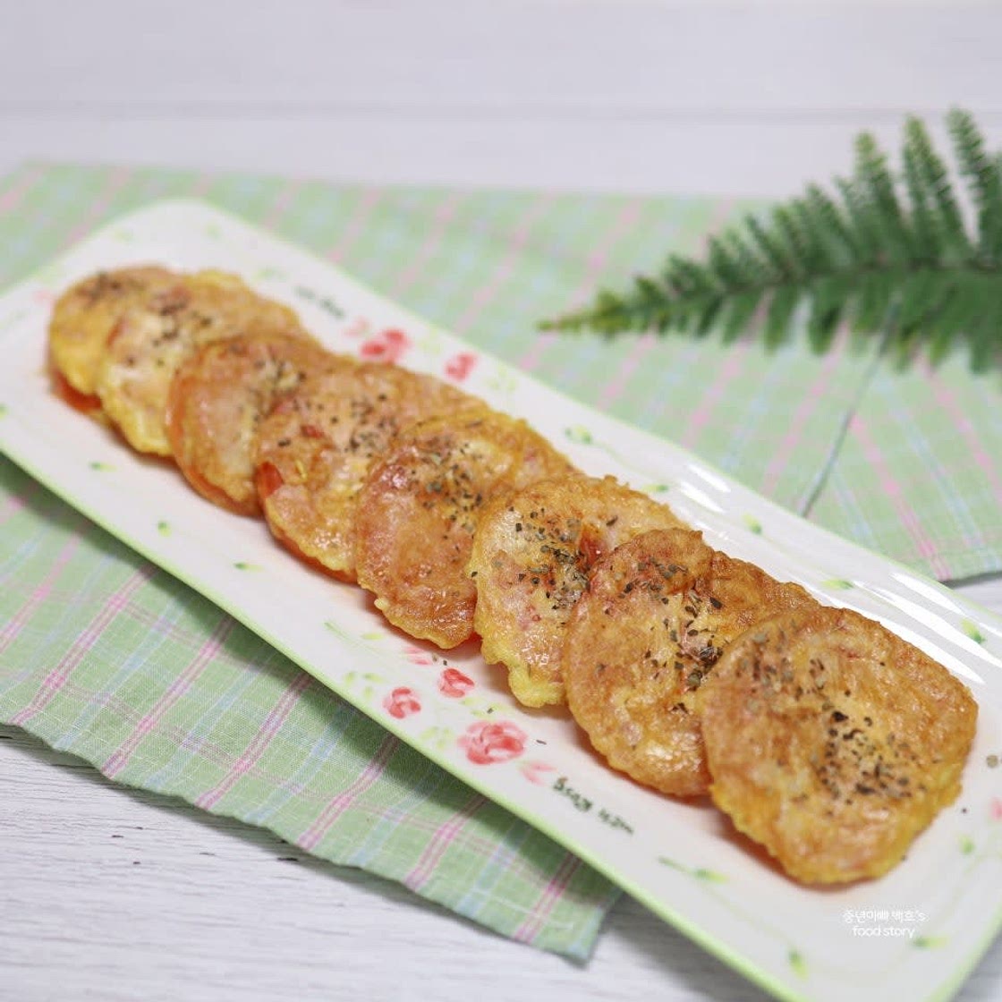 토마토 요리 바질 토마토구이 올리브유 굽기 익히기 세척 구운 토마토 계란전