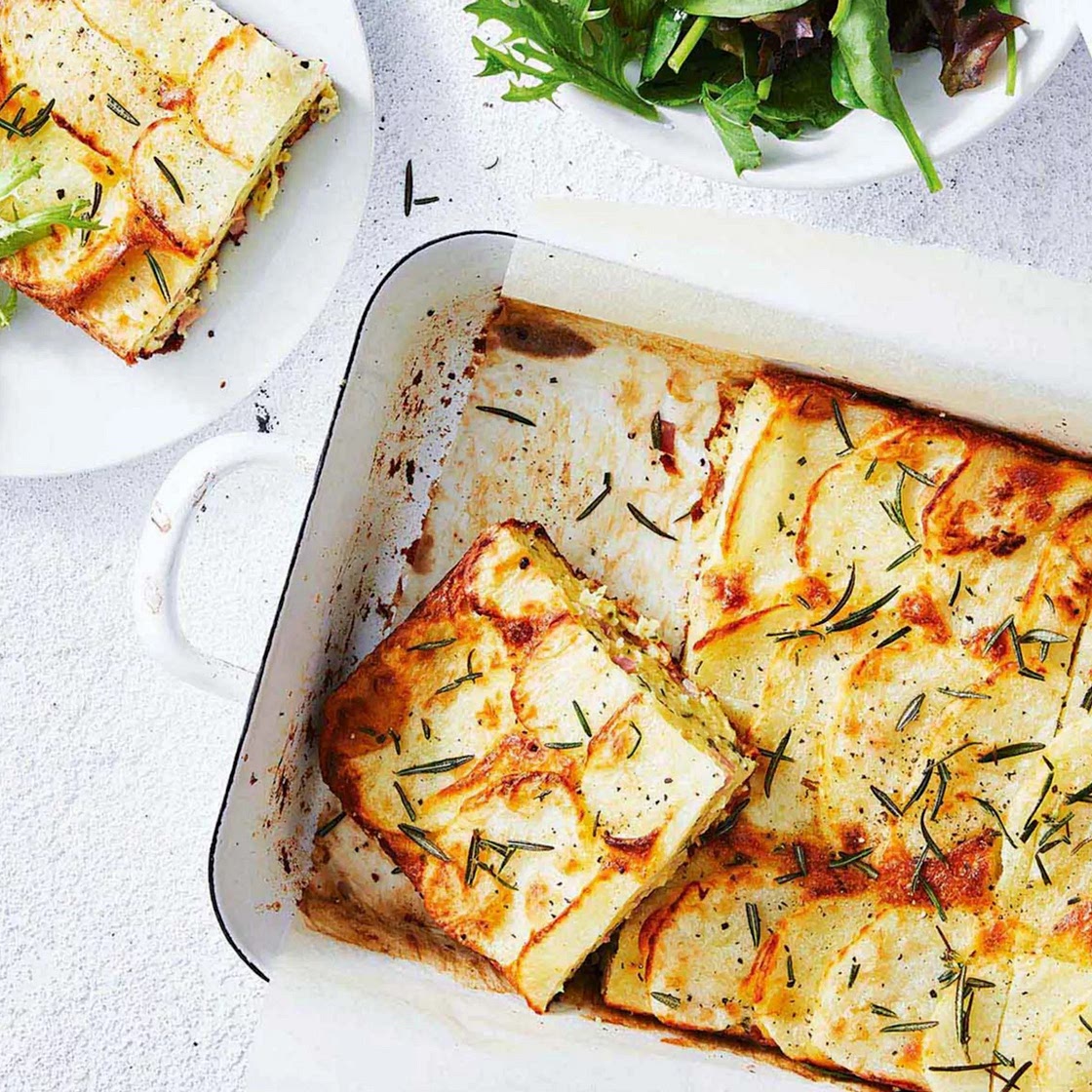 Potato, ham & rosemary zucchini slice