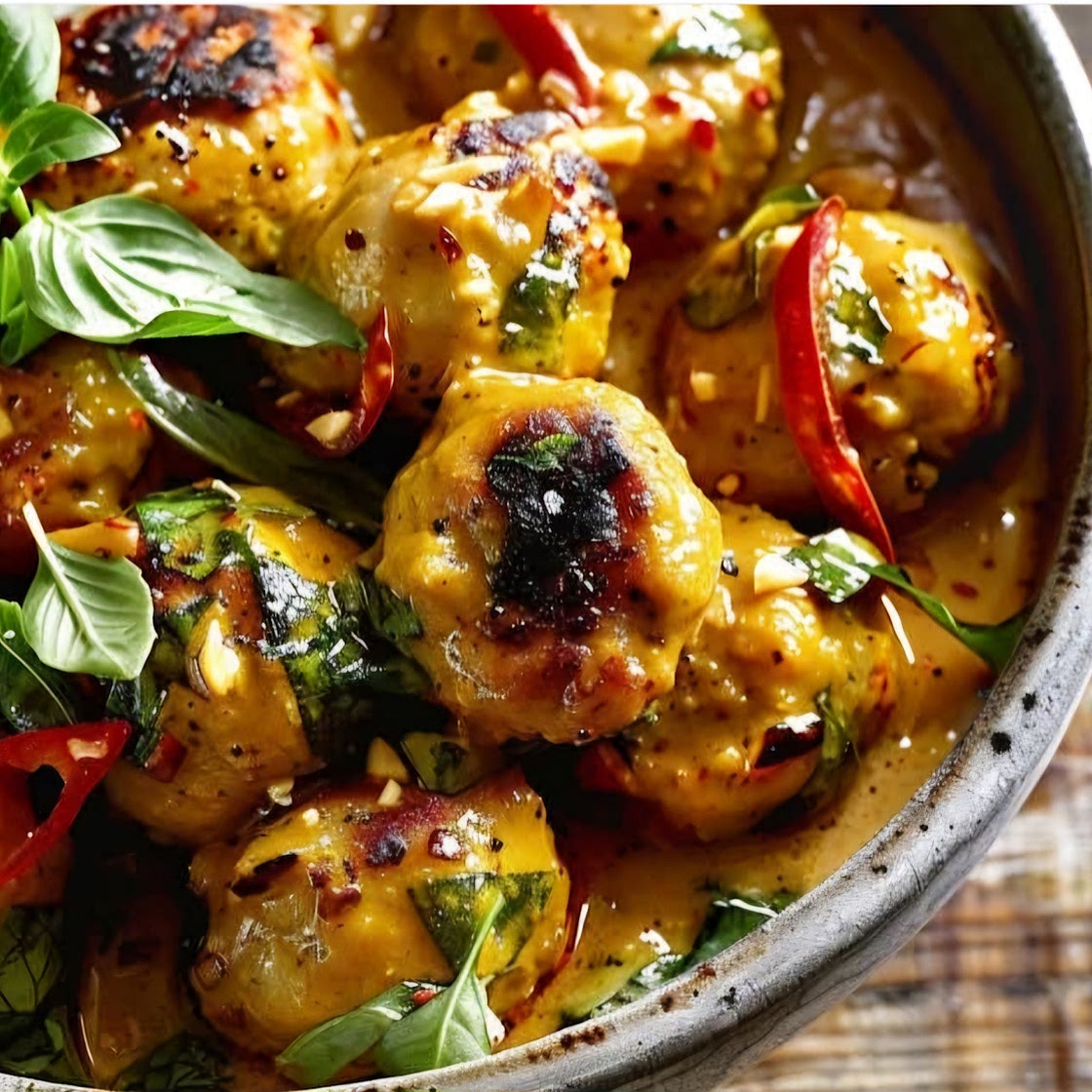 Thai coconut curry chicken meatballs