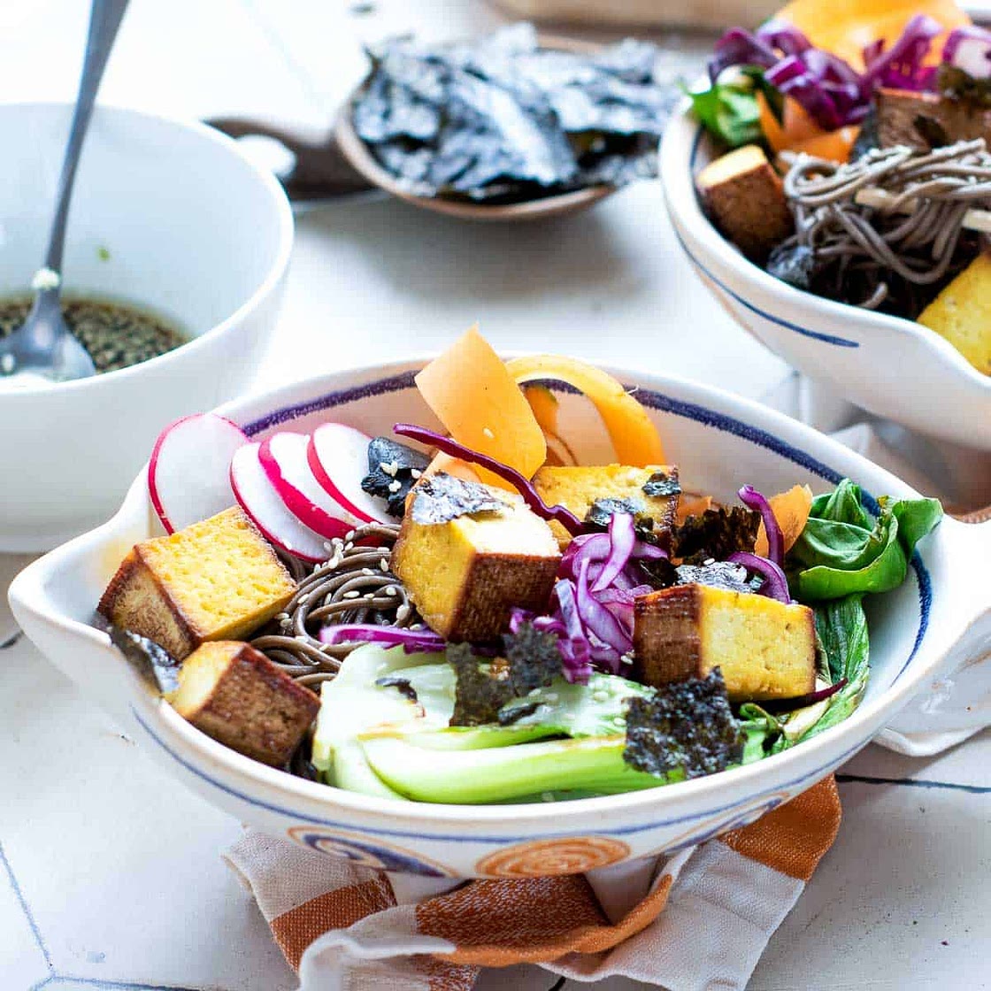 Smoked Tofu Poke Bowl with Crispy Nori